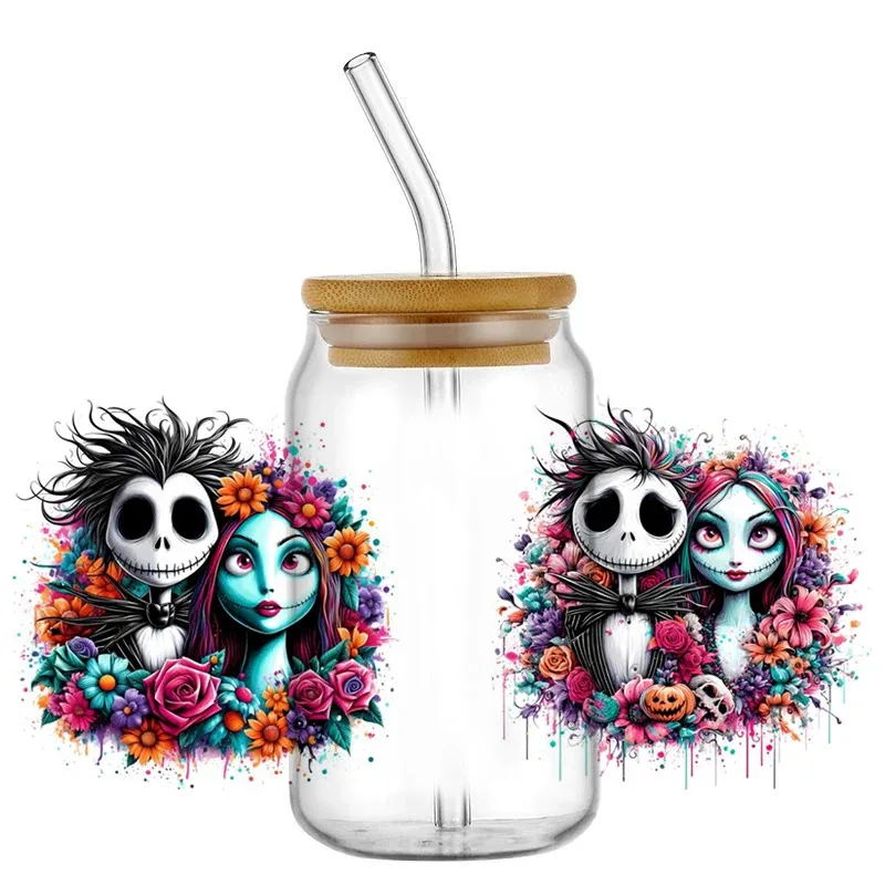 

Halloween 3D Cartoon Skeleton Decal UV DTF Cup Wrap for 16oz Libbey Glasses DIY Waterproof Self-adhesive Transfer Sticker