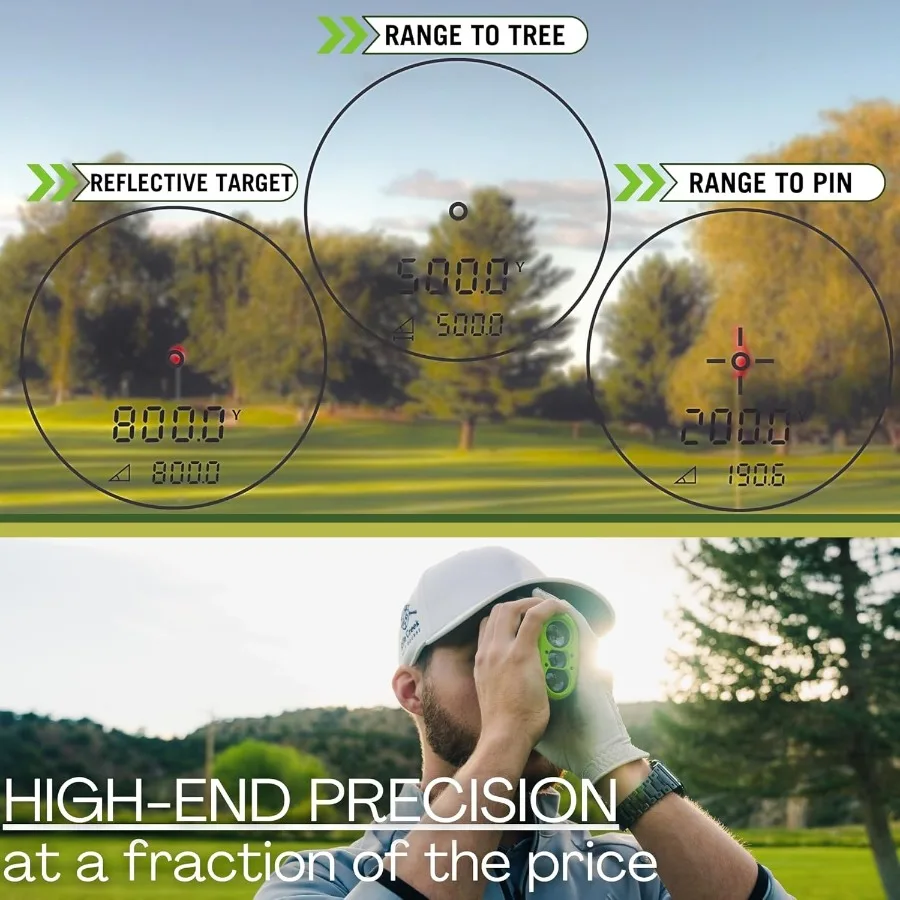เครื่องวัดระยะด้วยเลเซอร์สำหรับการล่าสัตว์ การยิงปืน และการเล่นกอล์ฟ พร้อมจอ LCD ตอบสนองรวดเร็ว 0.10 วินาที และความแม่นยำสูง