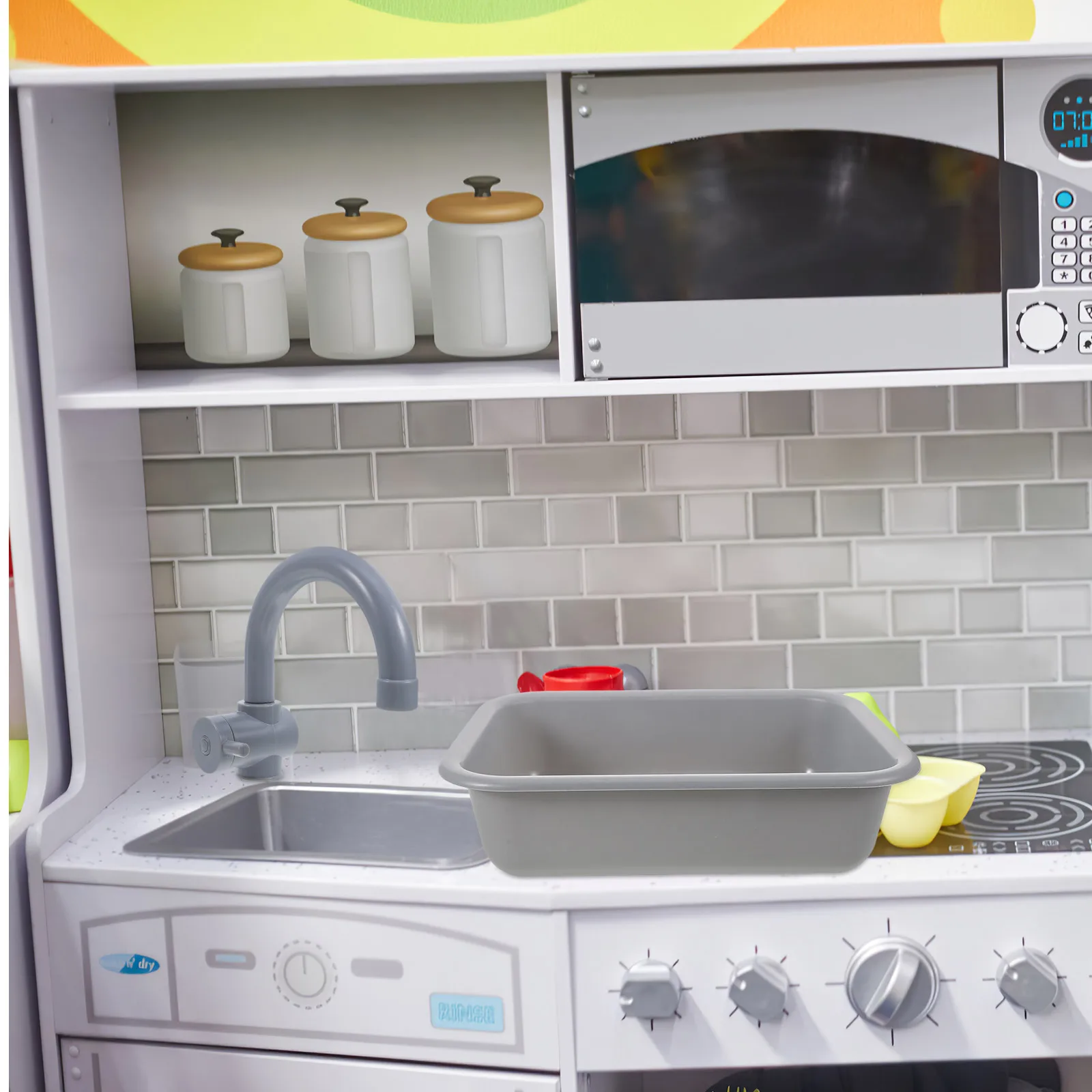 

2pcs Kids Pretend Play Sink Toddler Simulation Kitchen Water Play Sink Educational Family Interaction Kids Kitchen