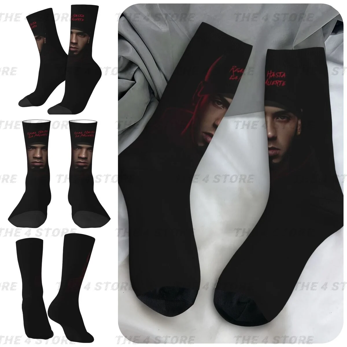 Anuel High elasticity polyester fiber 3D printing cosy Unisex Windproof Real Hastas La Muerte AA Interesting Four Seasons Socks