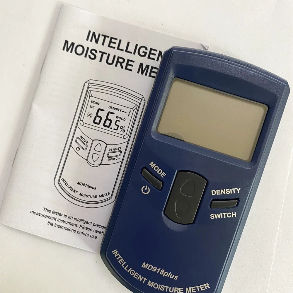 Inductive Wood Moisture Meter 4~80% LCD Display HF Electromagnetic Waves Timber Damp Humidity Detector Hygrometer MD918plus