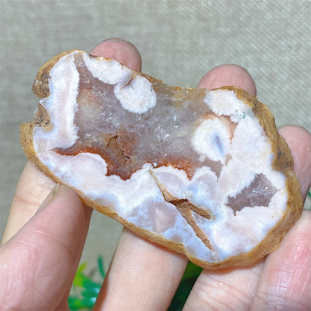 Natural Crystal Slice Pink Amethyst Flower Agate Slab Stone Quartz Mini Gemstones Quality Healing Stripe Home Decoration