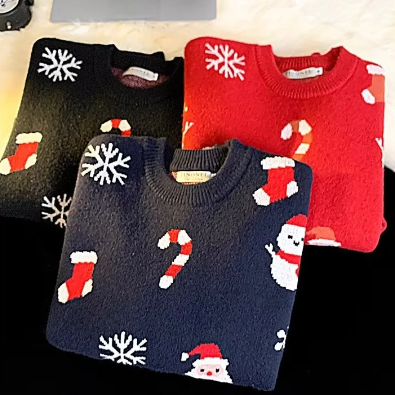 Christmas Sweaters Unisex Leisure Popular Autumn Winter Print Round Neck Harajuku American Style Teenagers Youthful Pullovers