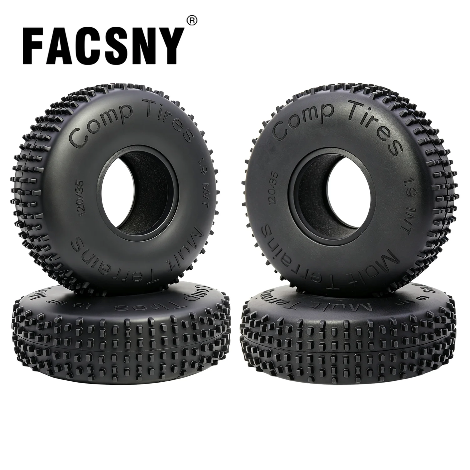 1.9 Rubber Comp Pins Multi Terrains Wheel Tires 118*39mm for 1/10 RC Crawler Car TRX4 RC4WD D90 Axial SCX10 II III Parts