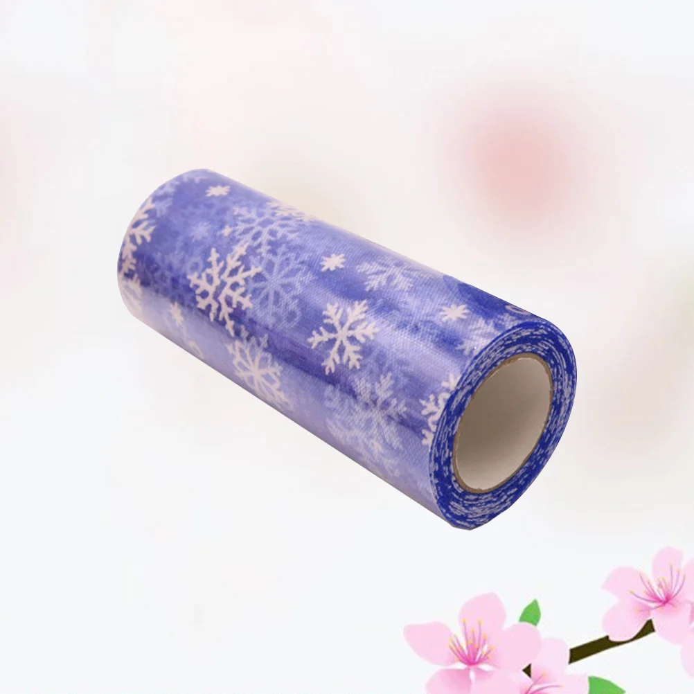 15cm 10Yards Christmas Snowflake Tulle Roll Glittering Organza Gauze Snowflake Ribbon for Christmas Decoration Gift Wrapping Par