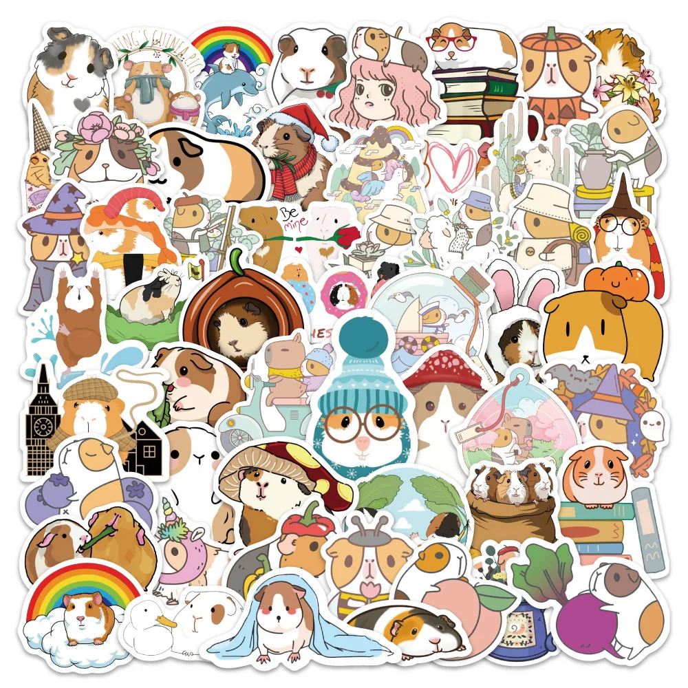 10/30/60 قطعة الكرتون لطيف الحيوانات الأليفة خنزير غينيا لطيف الإبداعية الزخرفية الكتابة على الجدران ملصقات مقاوم للماء الشارات لعب الأطفال هدية