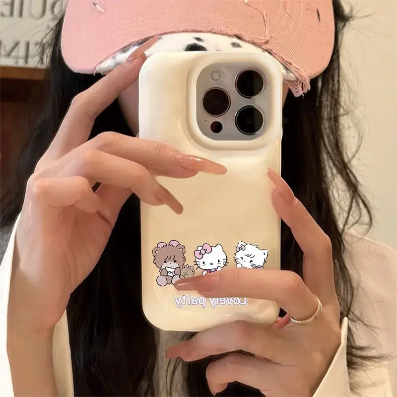 Sanrio Hello Kitty Kawaii Party Phone Case For iPhone 15 14 13 12 11 Pro Max XR XS MAX Y2K Girl Lovely Anti Fall Back Cover