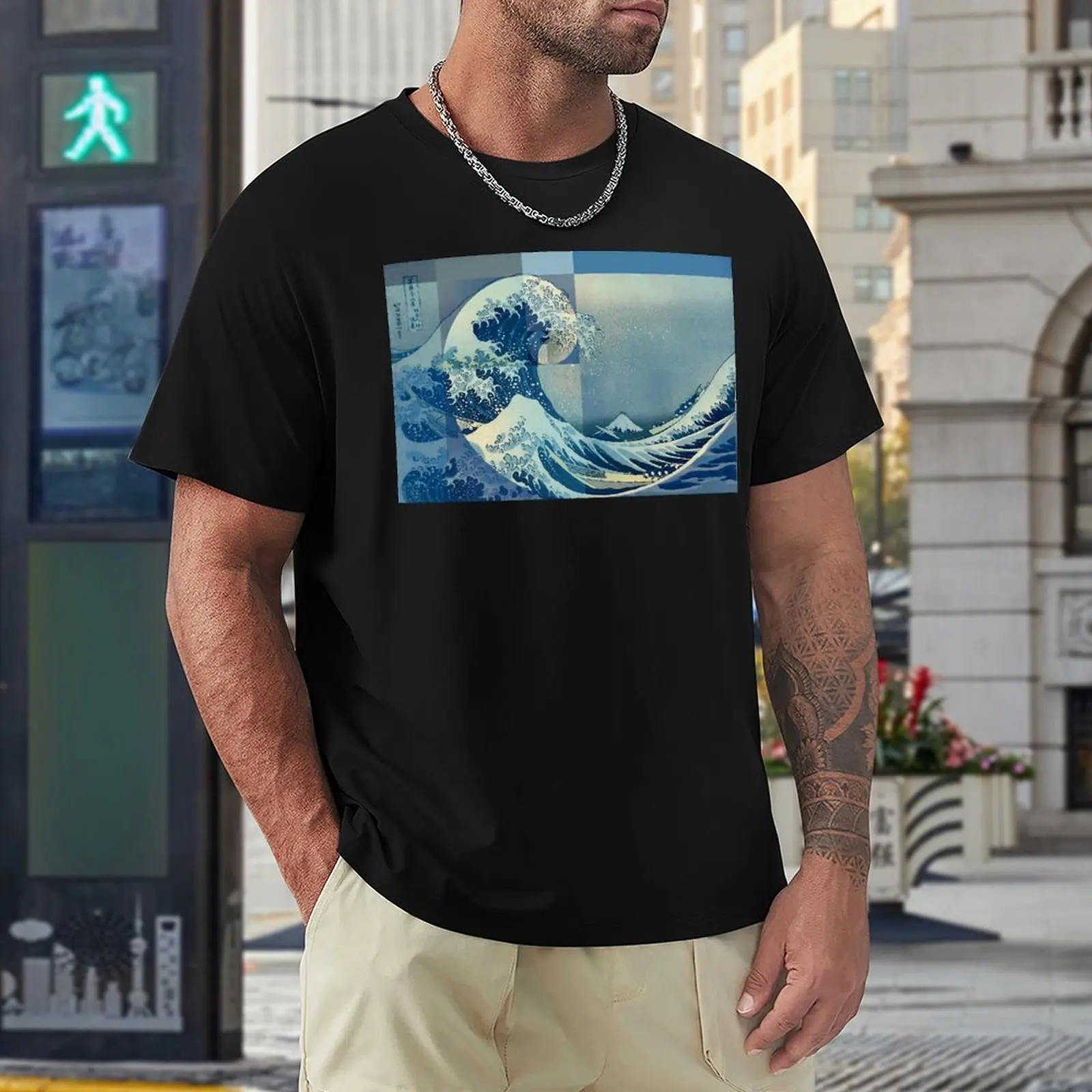 Hokusai Meets Fibonacci Golden Ratio for T-shirt Harajuku Move T-shirts Novelty Home Funny Eur Size