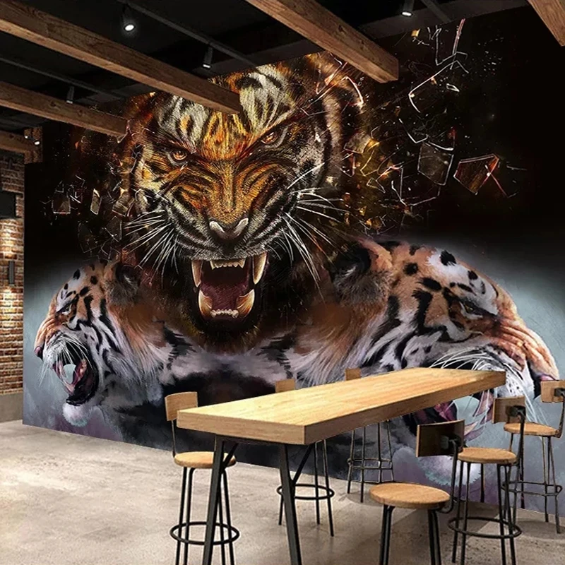 Custom 3D Photo Wallpaper Tiger Poster Wall Painting Retro Bar Restaurant Bedroom Mural Living room sofa TV background wall 8d