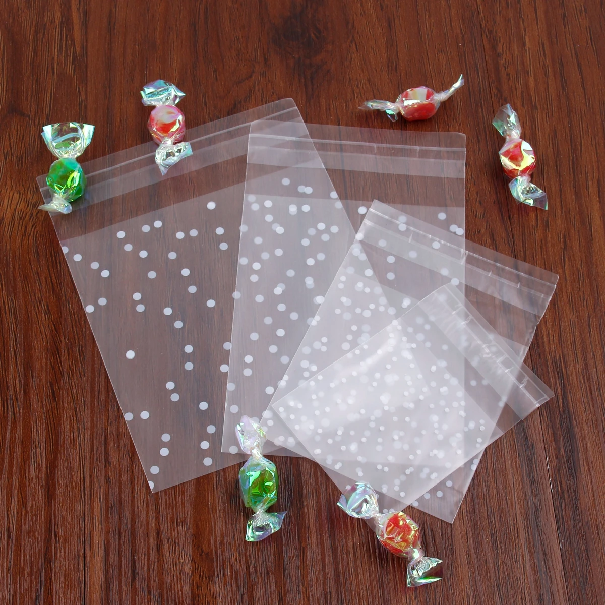 Transparent Cellophane Polka Dot Candy Cookie Bags Wedding Birthday Party Craft Self-adhesive Plastic Biscuit Packaging Bag