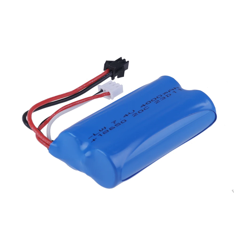 4.0Ah With SM Plug 7.4V 18650 Battery for WPL MN99S D90 U12A S033g Q1 H101 H103 Rc Boats Cars Tanks Parts 2s 7.4v Lipo Battery