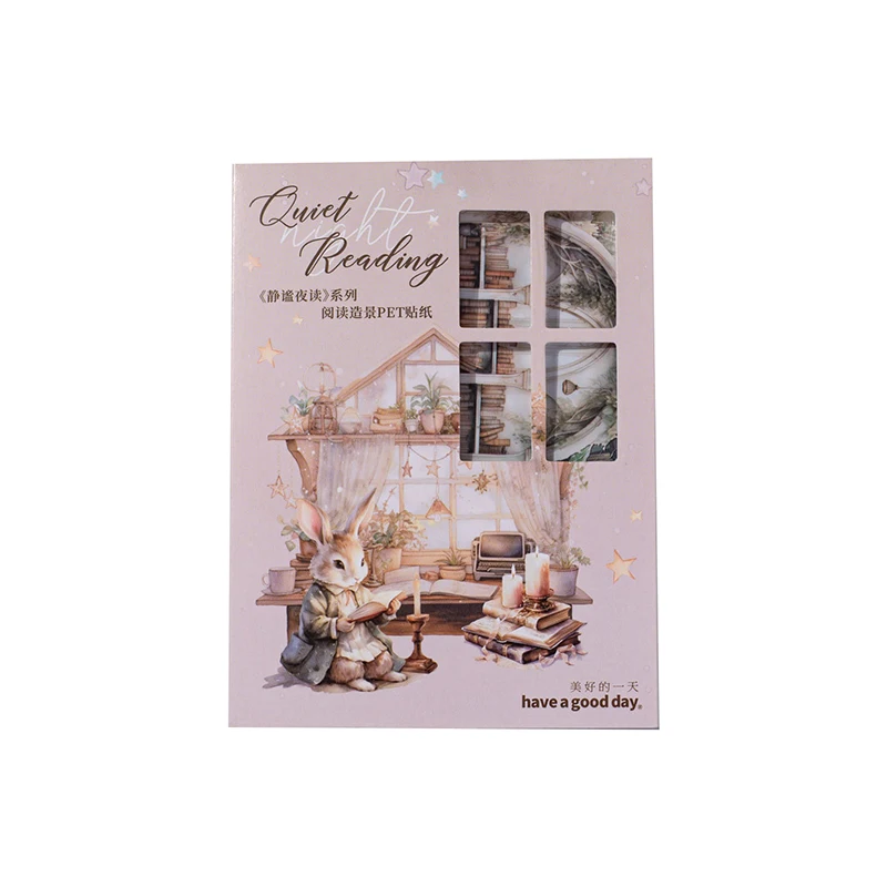 Card Lover 30 Pcs [Quiet Night Reading Series] Read The Scenery Handbook  Stickers PET Sticker Paper Material Scrapbook Kit