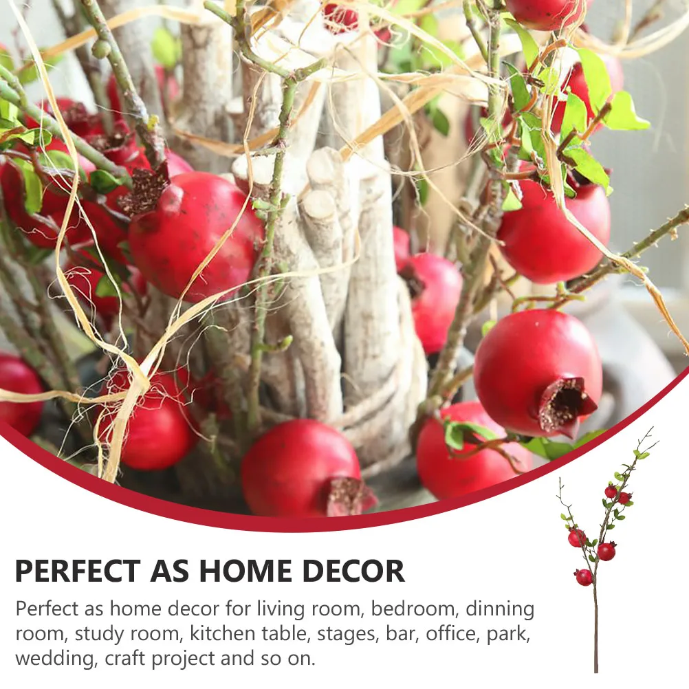 

Simulation Pomegranate Branch Realistic Artificial Faux Flower Home Decor Living Room Bedroom Kitchen nament Easy Clean No Wilt