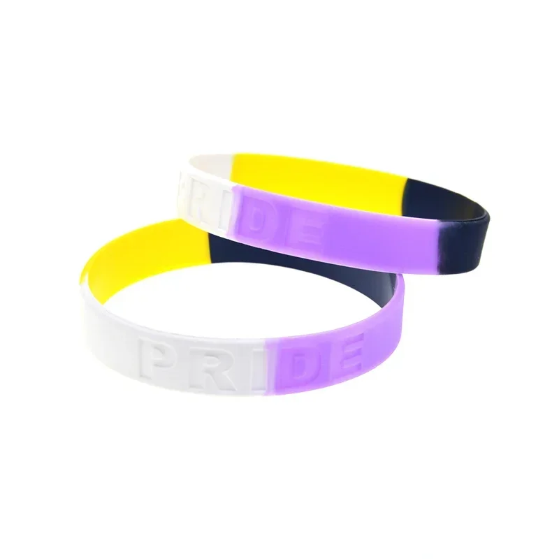 

50 Pcs Pride Silicone Bracelet Subsection Color Yellow Black Purple and White Fashion Wristband