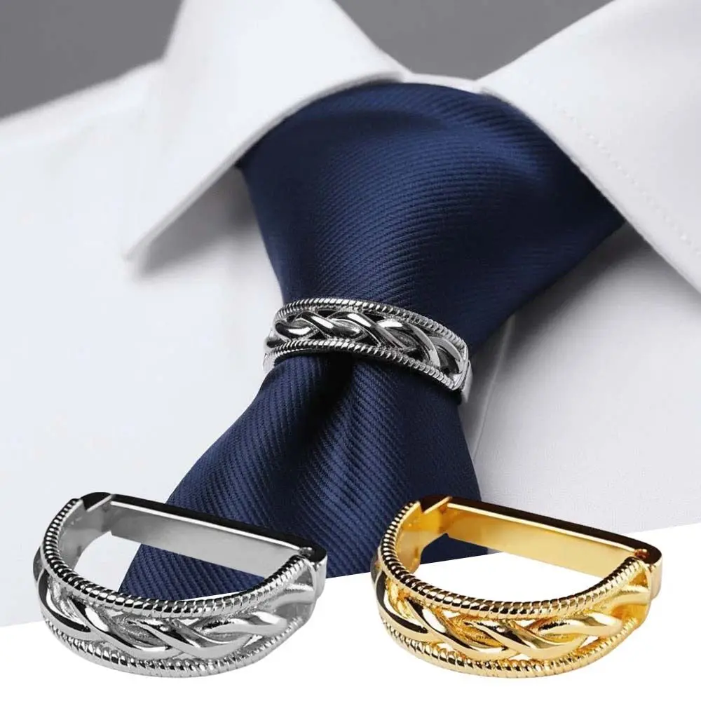 Sleeve Button Alloy D-shaped Tie Buckle Cuff Links Mini Twists Tie Clip Golden Shirt Tie Pin Tie Knot Fixation Wedding