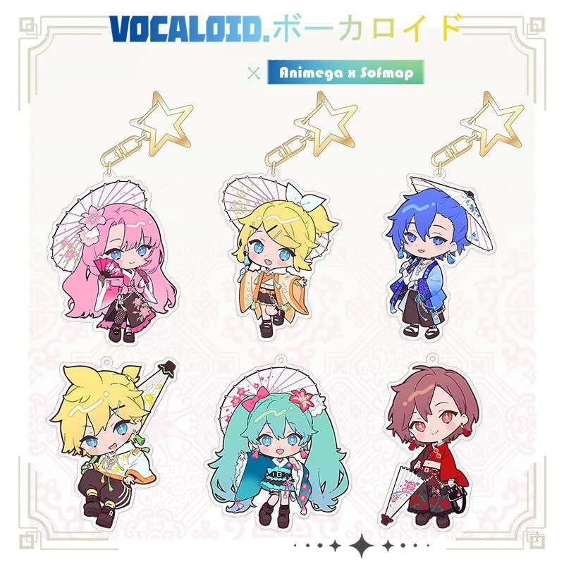 Miku Neue Hatsune Miku Schlüsselanhänger Kaito Rin Len Luka Neue Anime MEIKO Kawaii Q-Version Figuren Acryl Schlüsselanhänger Anhänger Modell
