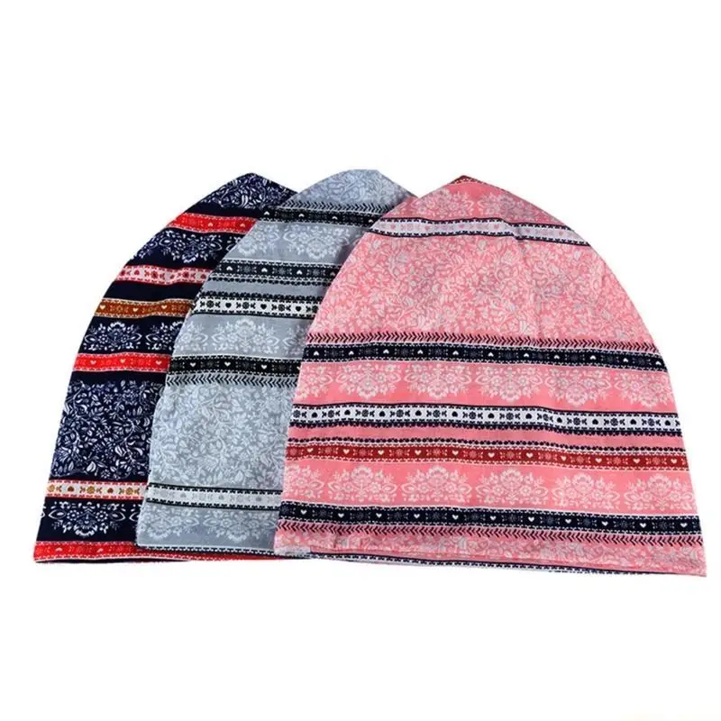31BF Soft Headscarf Turban Hat for Women Slouch Hat with Digital Printing Comfortable and Breathable Headwrap Hat