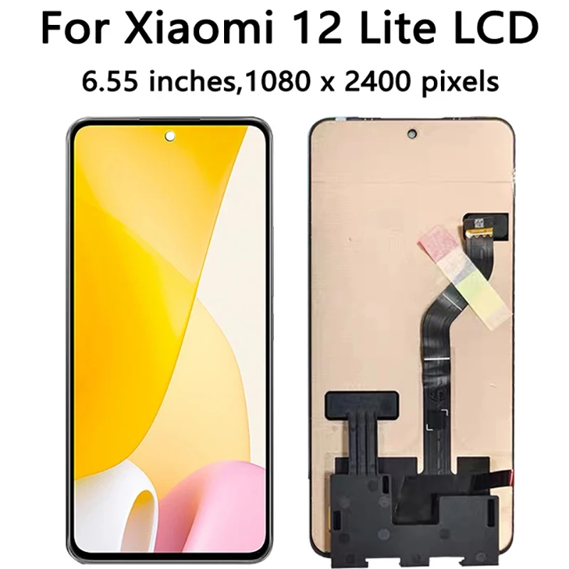 Super AMOLED For Xiaomi Mi 12 Lite lcd Display Touch Screen Digitizer Assembly for Xiaomi 12 Lite Mi12 Lite 2203129G lcd display