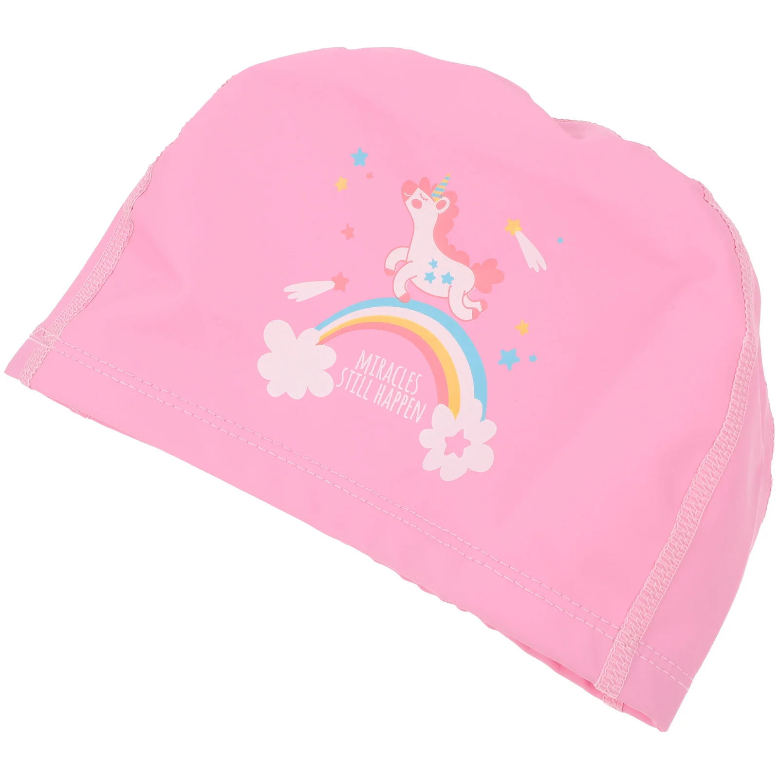 

1 Swim Cap Unicorn Design Waterproof Ear Cover Swimming Hat for 3-6 Years Elastic Fabric Cap for Long Hair and Braids