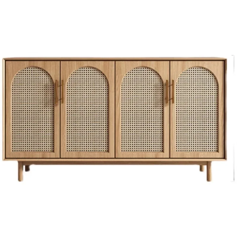 

Nordic rattan solid wood dining cabinet, living room tea cabinet, entrance cabinet, modern minimalist storage
