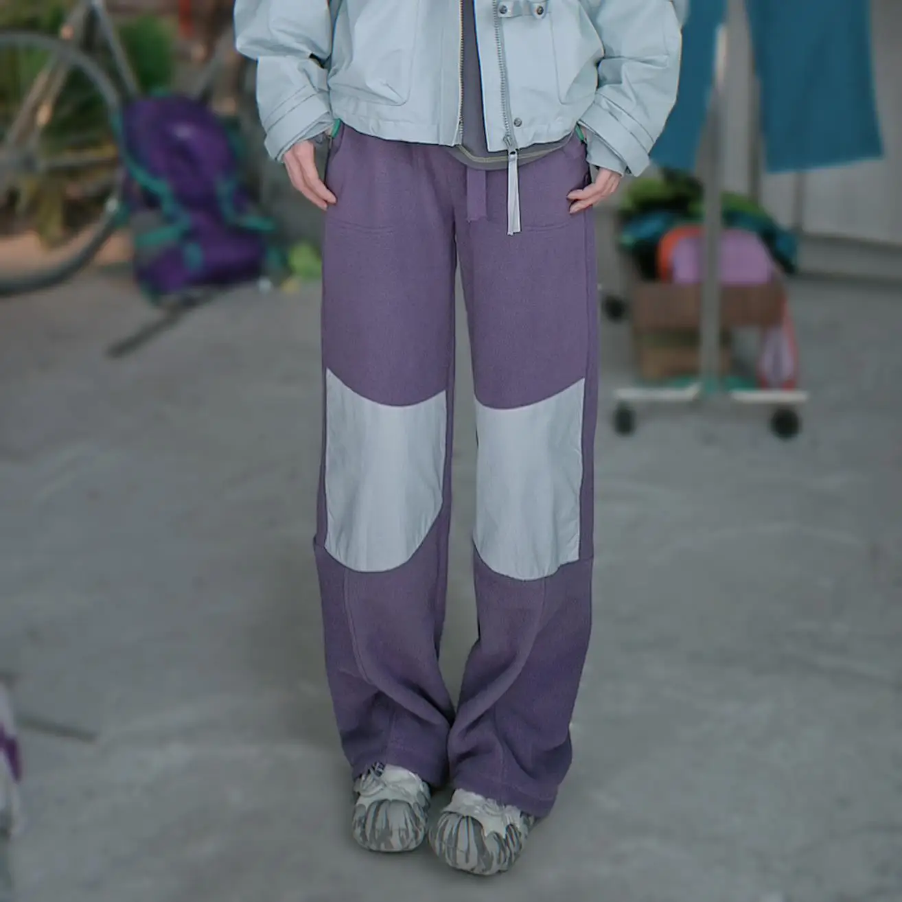 

Уличные женские спортивные штаны в стиле пэчворк, легкие повседневные прямые штаны из полиэфирного волокна, мягкие теплые осенне-зимние новые поступления