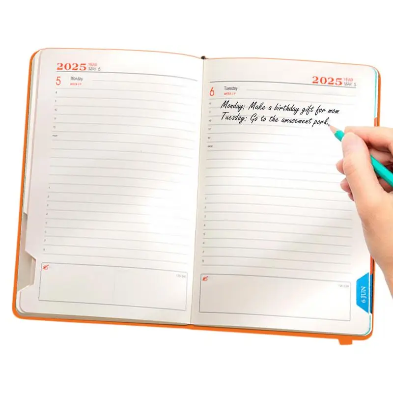 Planer dzienny 2025 Planer biznesowy w rozmiarze A5 z miękką okładką Organizer pracy z dużą harmonogramem przestrzeni do pisania Planer 2025