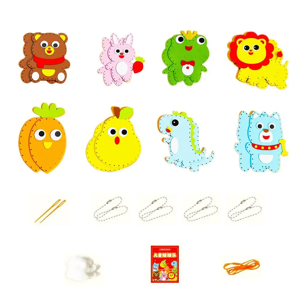 

DIY EVA Sewing Kit Cartoon Bear Rabbit Animal Doll Simple Operation Hand-Eye Coordination Educational Craft Toy for Kids