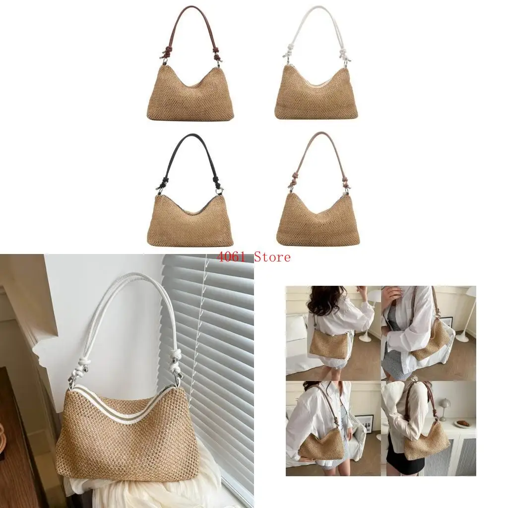

Casual Beach Bag Straw Underarm Purse Fashion Shoulder Crossbody Bags with Adjustable Strap For Beach Vacation