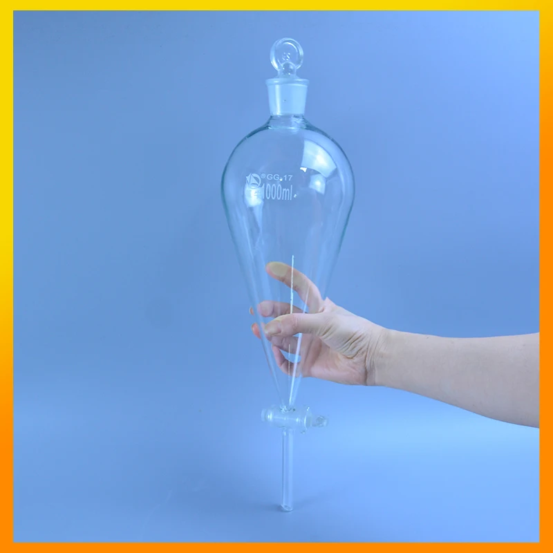 60 ml Pear Shaped Dispensing Funnel with Ground Glass Stopper  Pear-shaped Glass Funnel