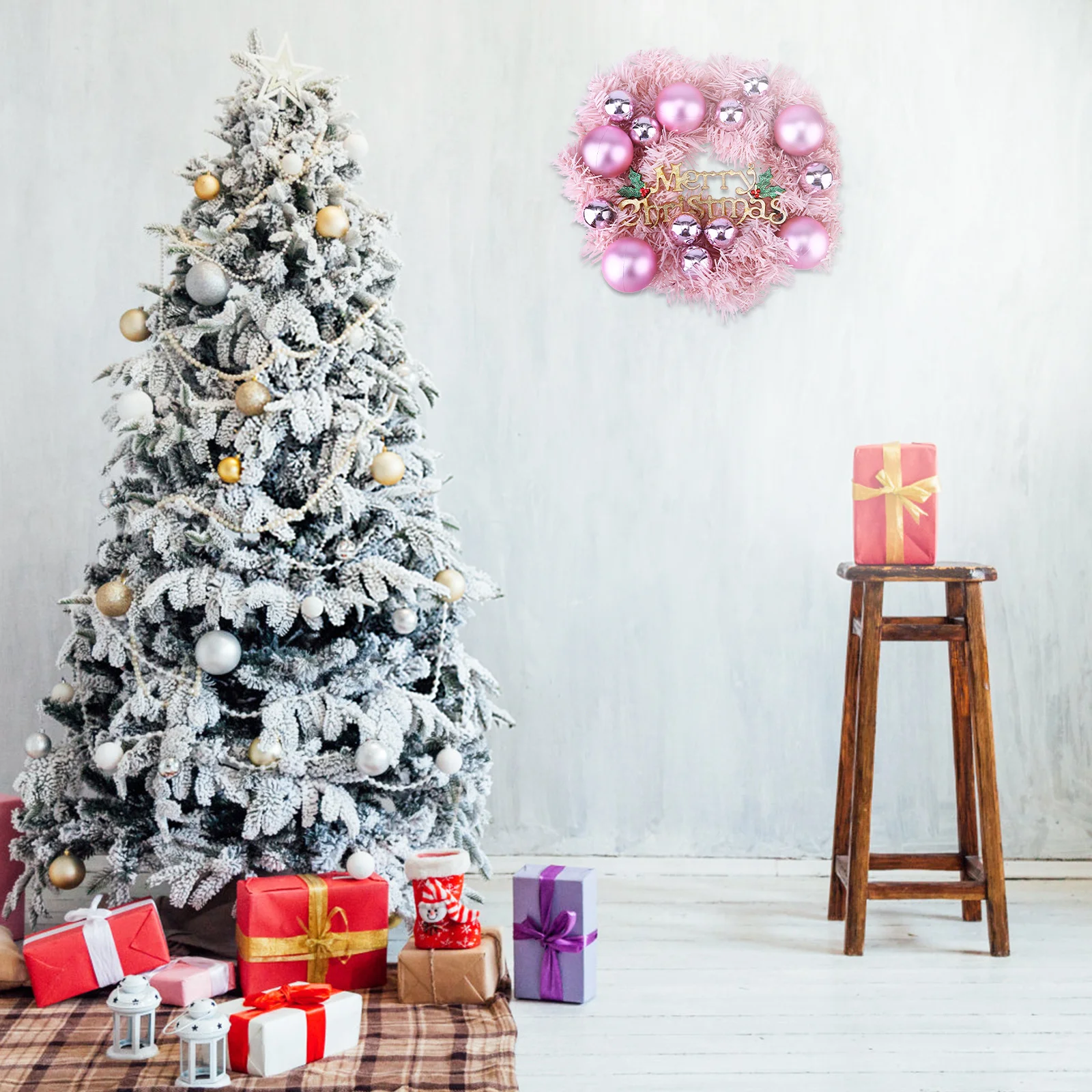 

1pc Christmas Wreath Door Wall Decoration Garland Ornament Pendant Festive Holiday Party Indoor Outdoor Display