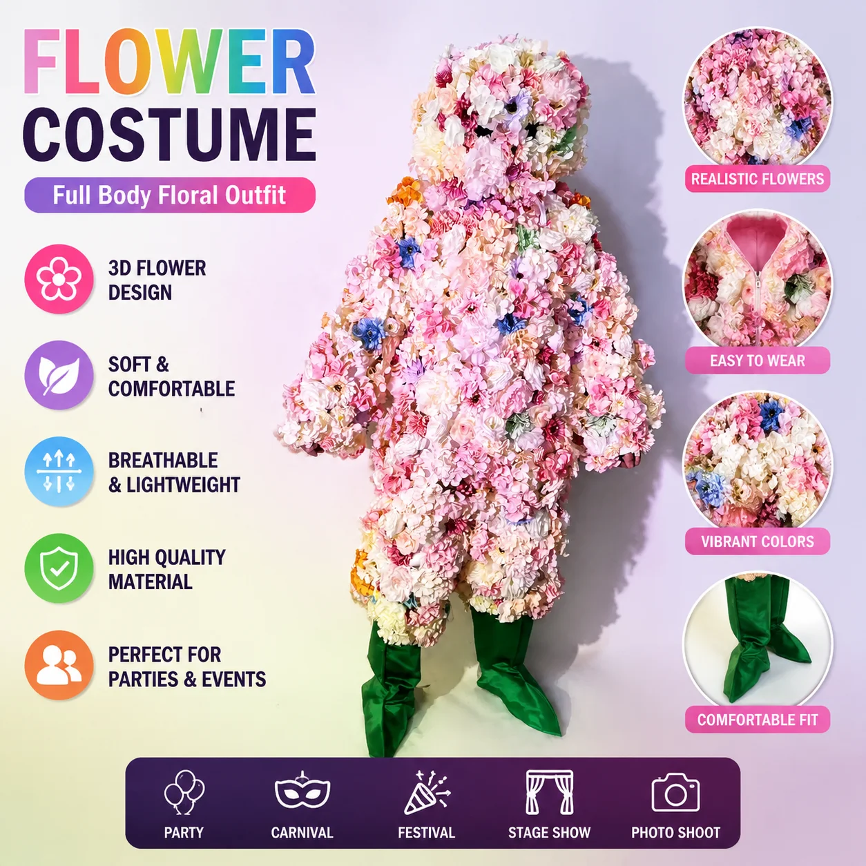 

Hula Skirt Hawaiian Modern Flower Dance Costume for Nightclub Stage Performance DJ Partywear Decorative Hula Skirt