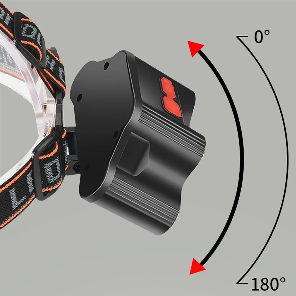 Lampe de sauna à LED super lumineuse, lampe de poche réglable à 180 °, lampe frontale confortable, adaptée à l'exploration de la course à pied et de la pêche, 11 caractères