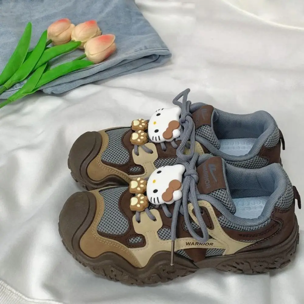 

Спортивная обувь для девочек в стиле аниме «Hello Kitty», женские кроссовки, милая студентка с героями мультфильмов, повседневная обувь на толстой подошве, подарки для девочек