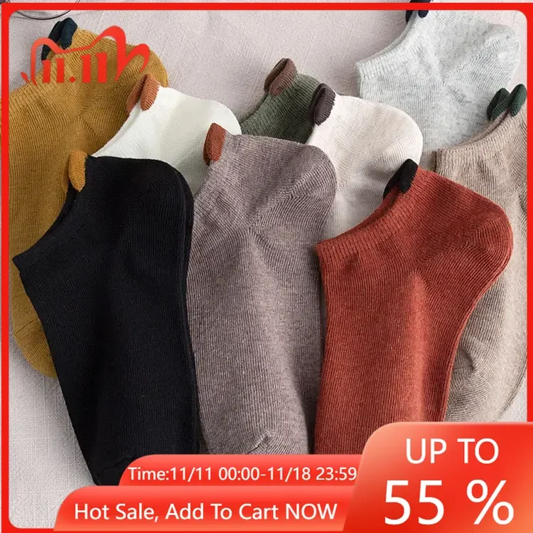 INS Japanese Style Short Socks For Women Men Solid Color Cotton Socks Invisiable Boat Socks Low Cut No Show Socks calcetines