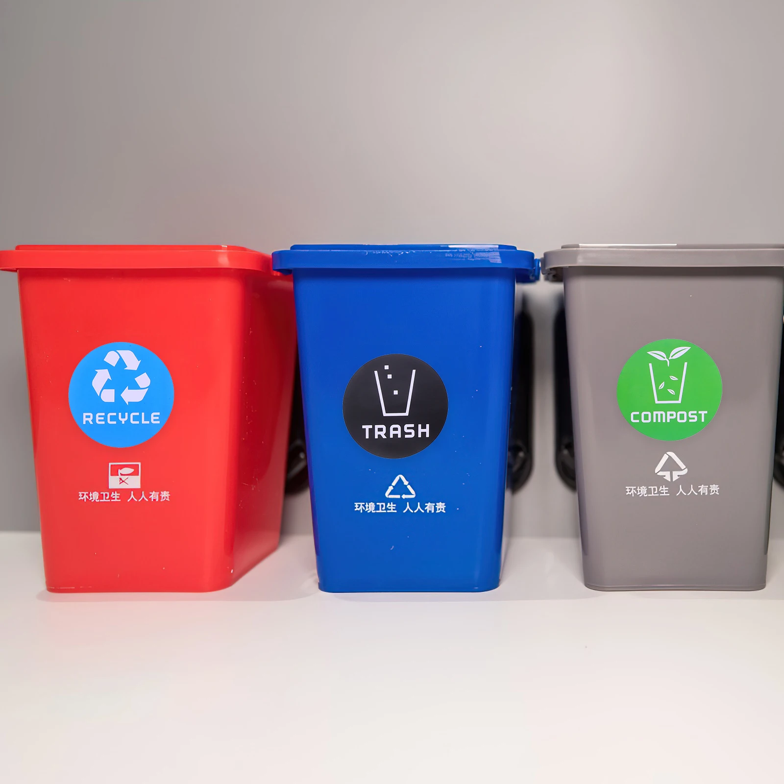 

6pcs Garbage Sorting Bin Stickers Trash Can Round Bright Colors Label Recycle Waste Container Adhesive Eco Friendly Durable