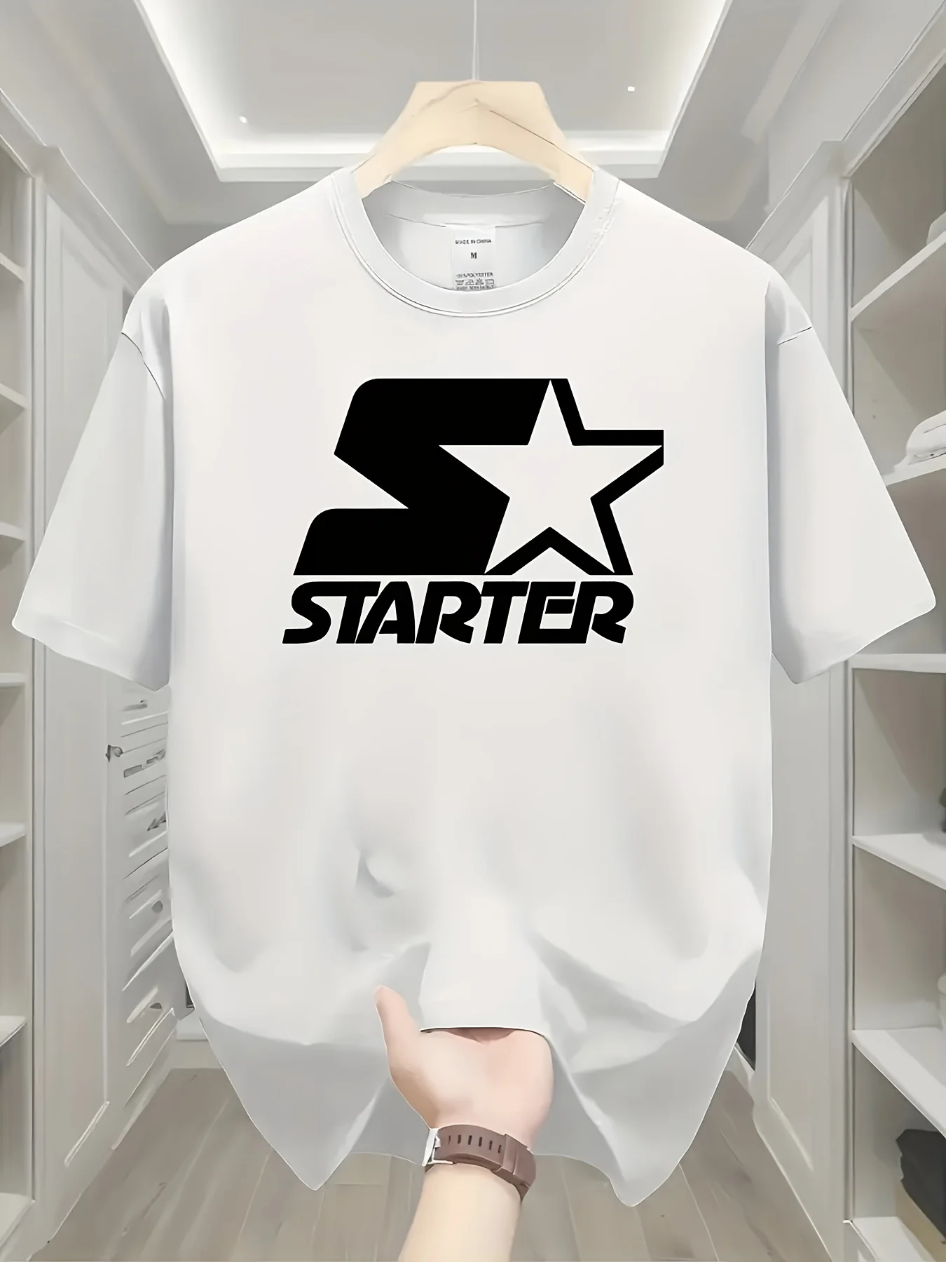 تي شيرت رجالي بطباعة هندسية كاجوال من القطن برقبة دائرية وأكمام قصيرة للمشي لمسافات طويلة في الهواء الطلق ملابس غير رسمية على طراز ملابس الشارع الحضرية