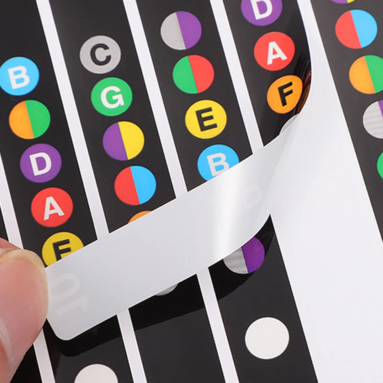 6 قطع من ملصقات مذكرة لوحة أصابع الجيتار من مادة PVC ملصقات لوحة الفريتس مقاومة للماء ومضادة للتعرق وسهلة الاستخدام مقياس تدريب الجيتار