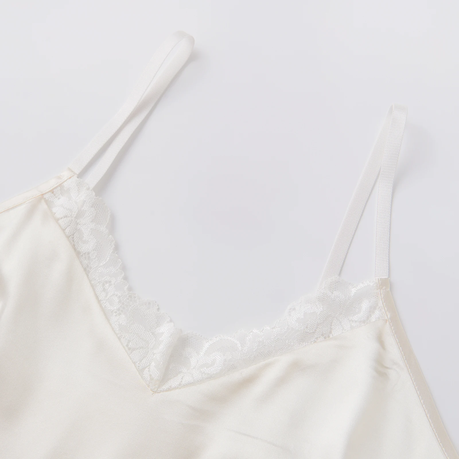 Women Champagne Color Slip Dress Elegant Lace Hem Sleeveless Cami Dress Mini Lingerie Dress