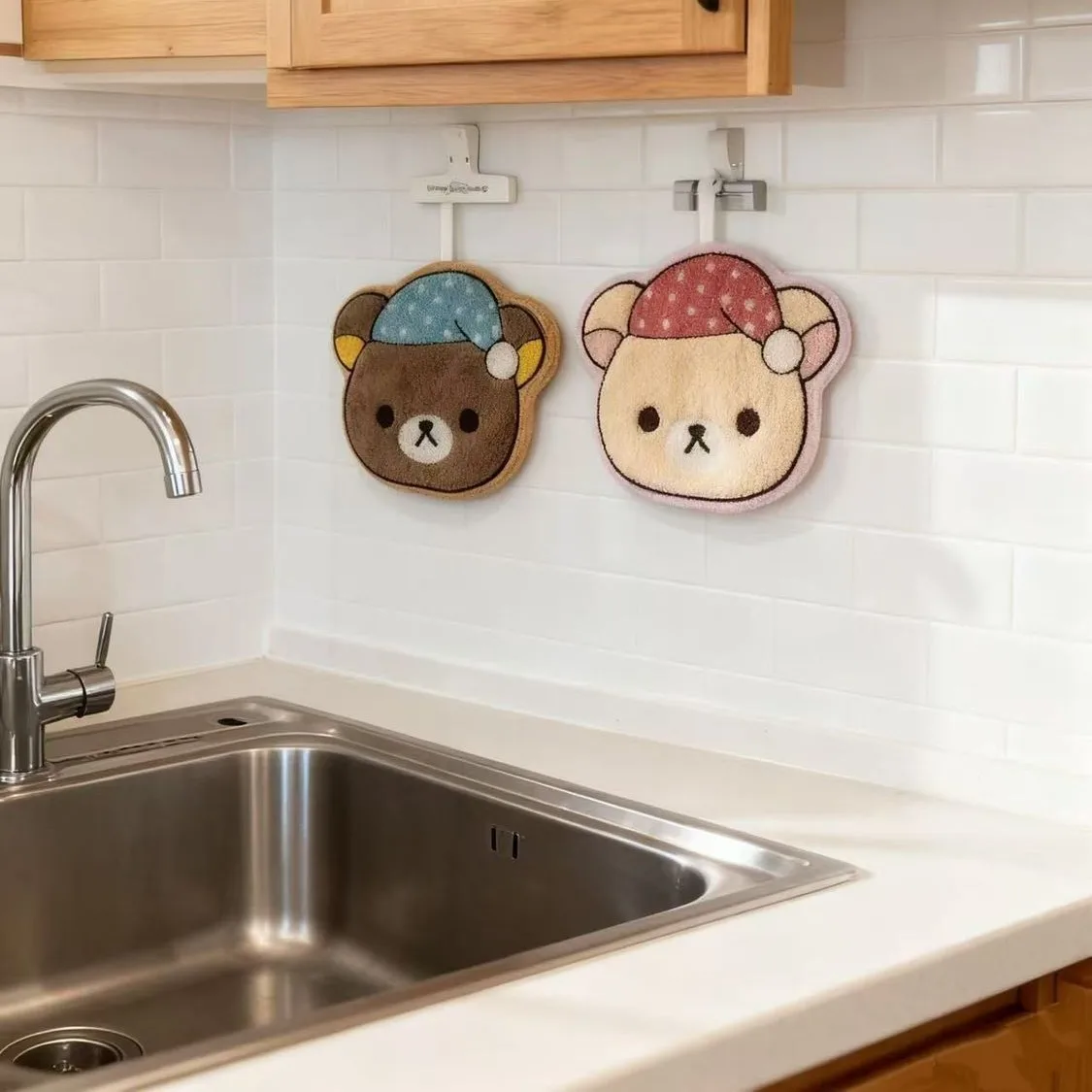 Anime Rilakkumas Hand Towel Hanging Type Absorbent Small Square Towel Kitchen Household Quick Drying Hand Towel Girl Gifts
