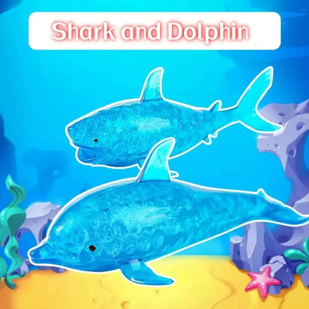 Durable TPR Shark Stress Balls Blue Stretchy Dolphin Squeeze Ball Soft Sea Animal Squeeze Toys Adults