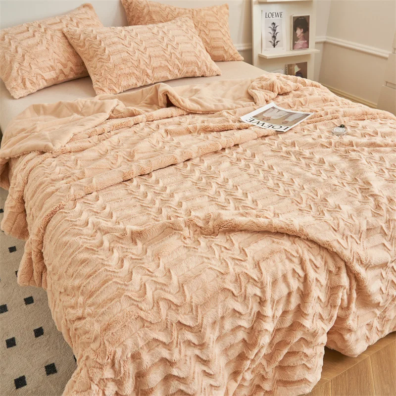 Thicken Winter Blanket Artificial Rabbit Hair Twin Double Queen King Bedspread for Bed Sofa Nap Blankets Throw Winter Warm Sheet