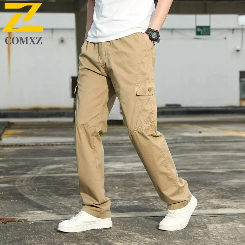 2025 Autumn New Cargo Pants Men's high quality Fashion Cotton Multi-Pocket Wide Pants Male Outdoor Fishing Hunting Work Trousers
