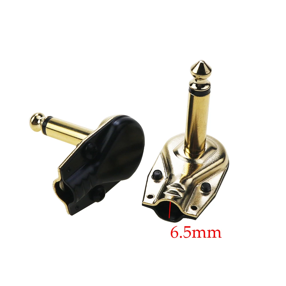 1 Piece Right Angle 6.35 mm 1/4 Inch Mono Jack Plugs For Guitar Audio Cable 2 Pole Phono Pancake 90 Degree Connector Accessory