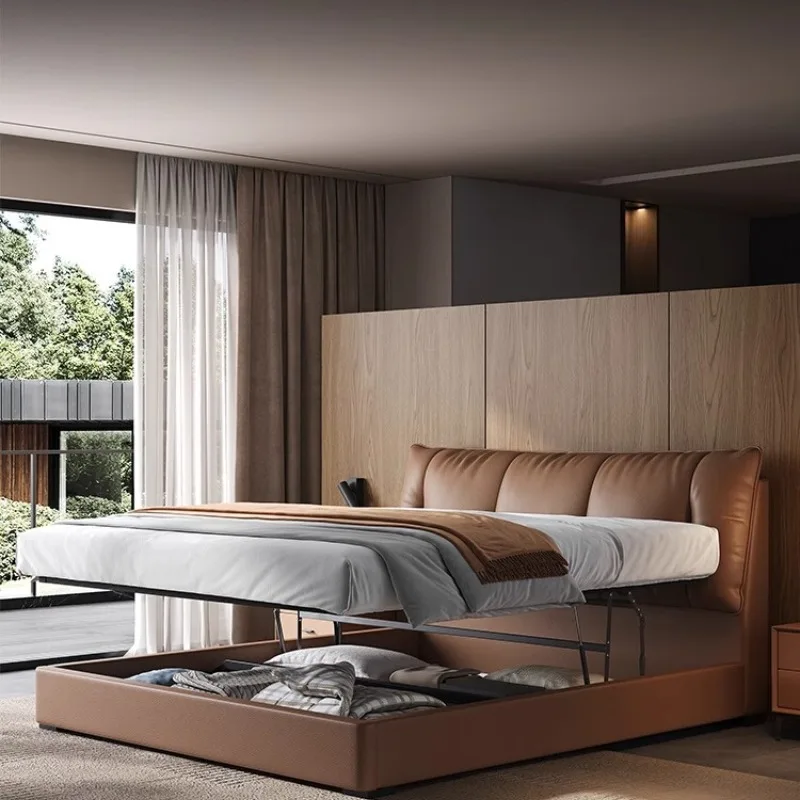 Upholstered Frame Bed Queen Headboard Minimalist Storage Spac Bed Modern Luxury Sleeping Mobilier Maison Home Accessories