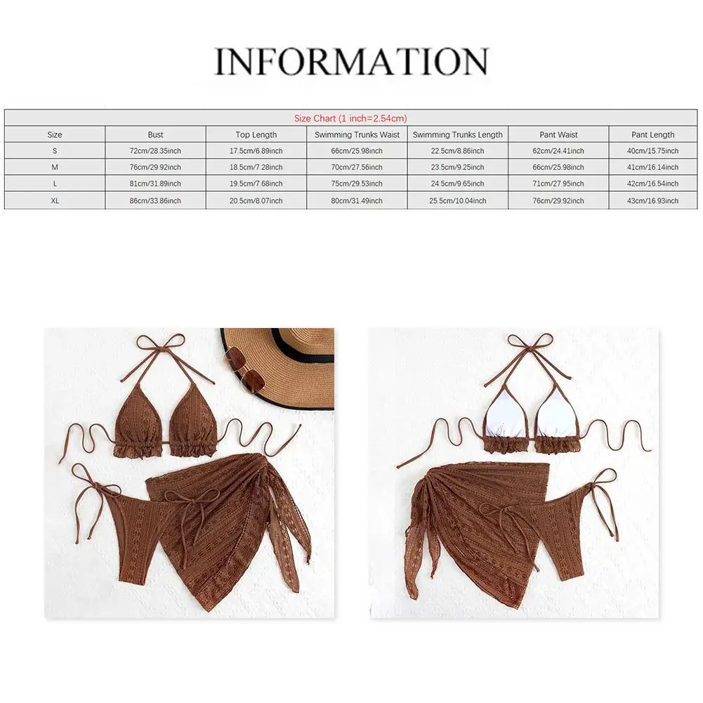 Hanging Neck Bikini Three Piece Swimsuit For Pool Party L 81cm Bust Brand New Condition For Female Moderate Elasticity