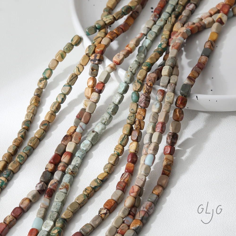 

1 нить 6x5 мм картина маслом цвет синтетический камень прямоугольные бусины браслет ожерелье аксессуары ювелирные изделия DIY принадлежности для изготовления