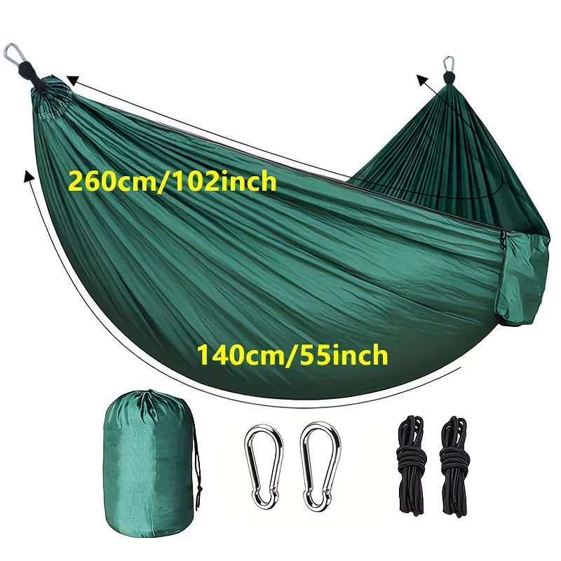 Nylon Camping Hammock Chair - Double Or Single Sizes W/Tree Straps And Attached Carry Bag - Portable for Travel/Backpacking/Beac image 2