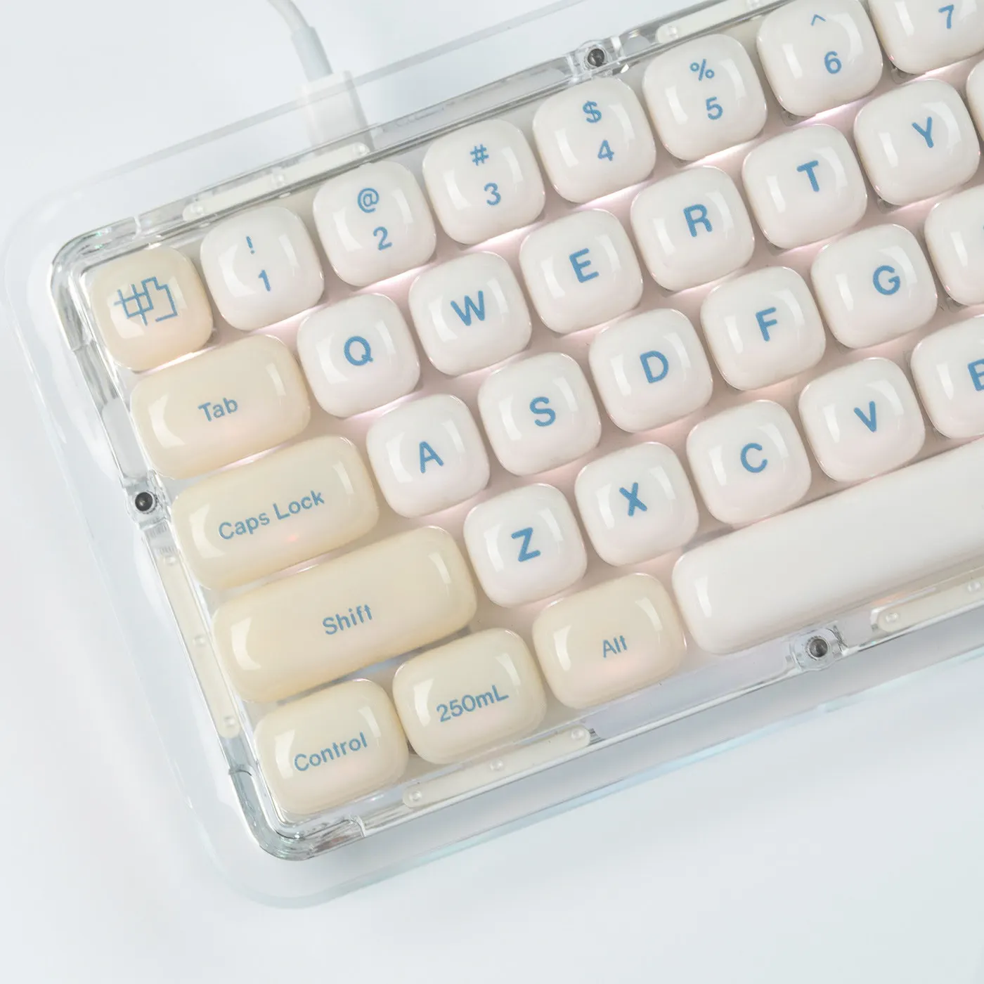 MAIMOOO Soy Milk Ceramic Texture Keycap PC Material Translucent MOG Round Bread Cute Jelly Keycaps for Mechanical Keyboard Gifts