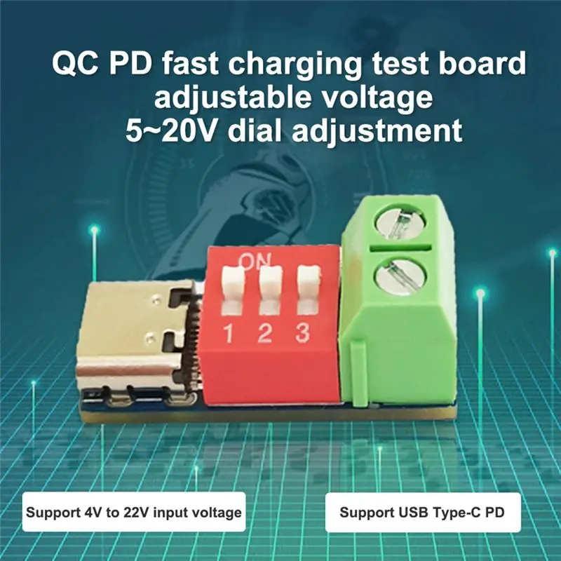 【A43M】2PCS Type-C PD QC Trigger 5V-20V DC Adjustable Voltage Power Module Dial Adjustment Voltage Fast Charging Decoy Module Dur
