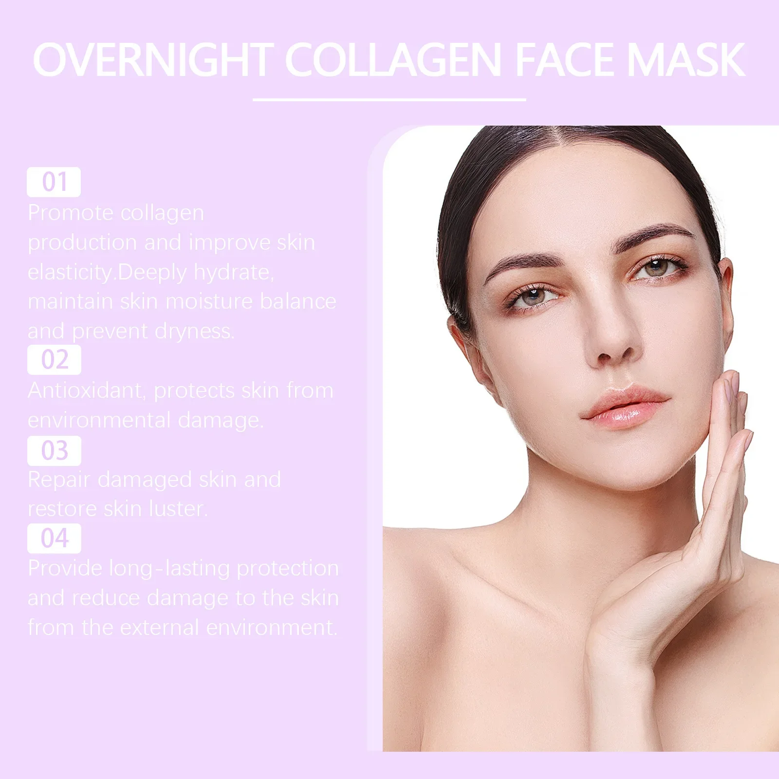 Collagen Overnight Wrapping Mask Fade Fine Lines Firming Deep Hydrating Replenishment Shrink Pores Brightening Korean Skin Care view 5